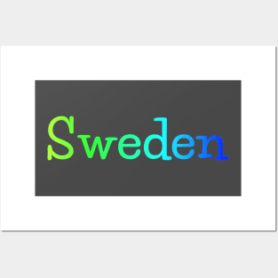 Sweden Typography i Gradient Flag Colors Posters and Art